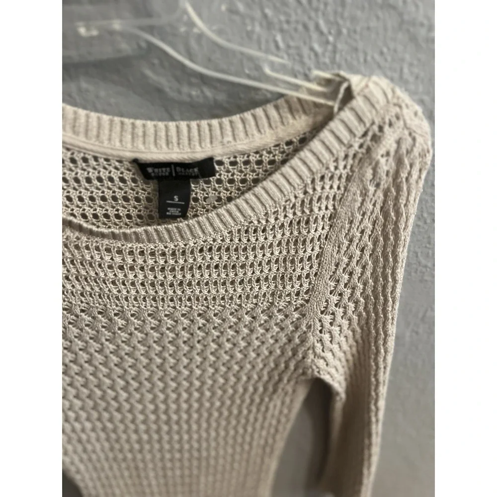 White‎ House Black Market Women Beige  Metallic Tunic Sweater Size Small